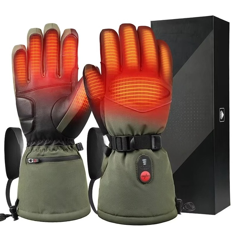 Ski Glove Waterproof - Green 7.4V 3000mAh Outdoor Warm Ski