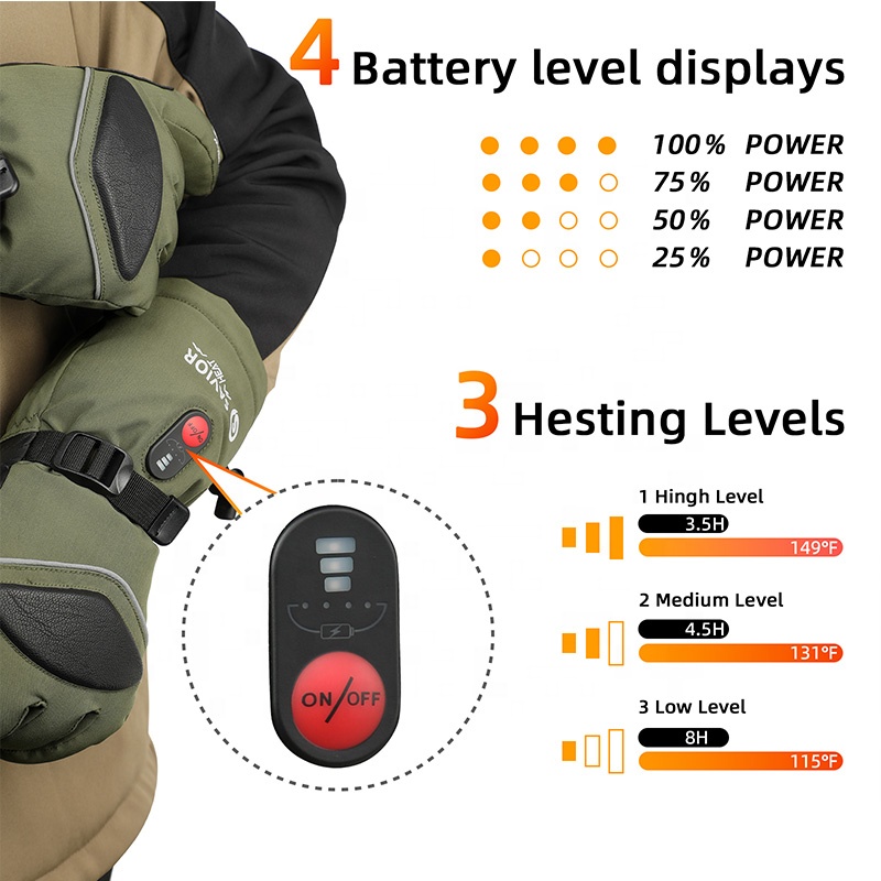 Green 7.4V 3000mAh Outdoor War - đánh giá và giá Ski Glove Waterproof